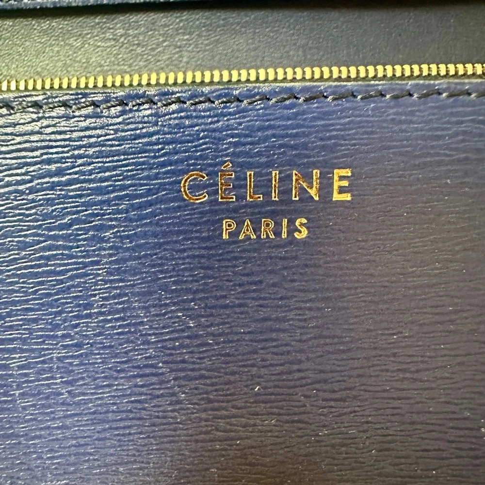 Celine medium box bag in blue and leige leather - Picture 8 of 10